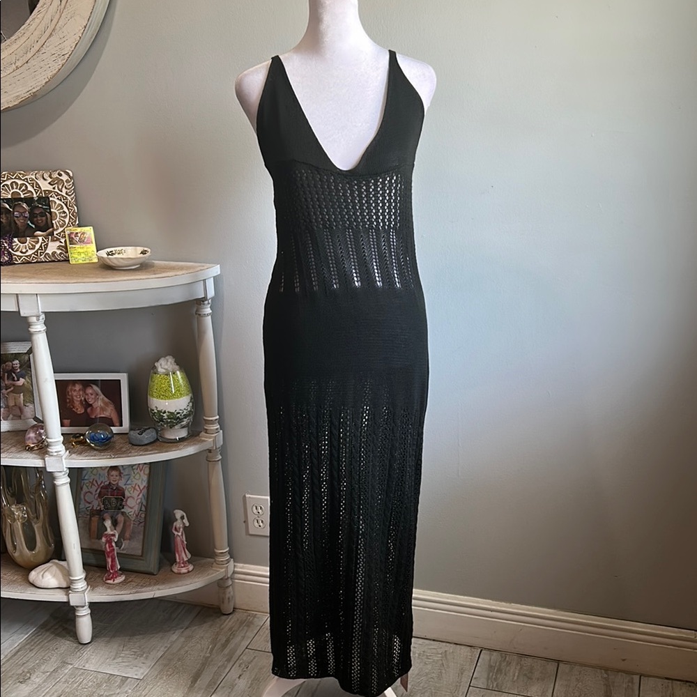 [MICAS] Elegant Black Knit Maxi Dress - Size Small NWT